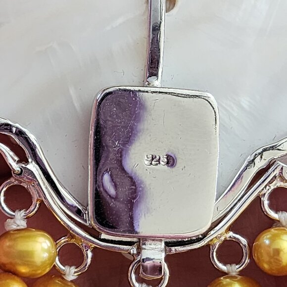 Multi Strand Freshwater Gold Pearl Necklace Choker 925 Sterling Silver Clasp - Picture 10 of 11